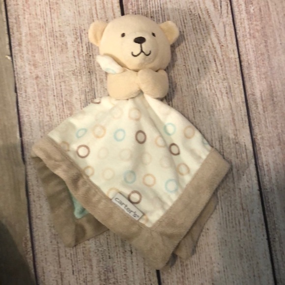 Carter’s Teddy Bear Baby Lovey Security Blanket Mint Green Circles - Picture 1 of 9